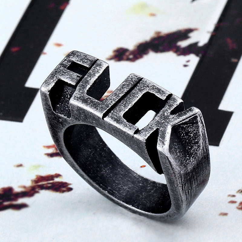 Custom Engraved Titanium Steel Ring for Men - Vintage Style Wholesale Jewelry