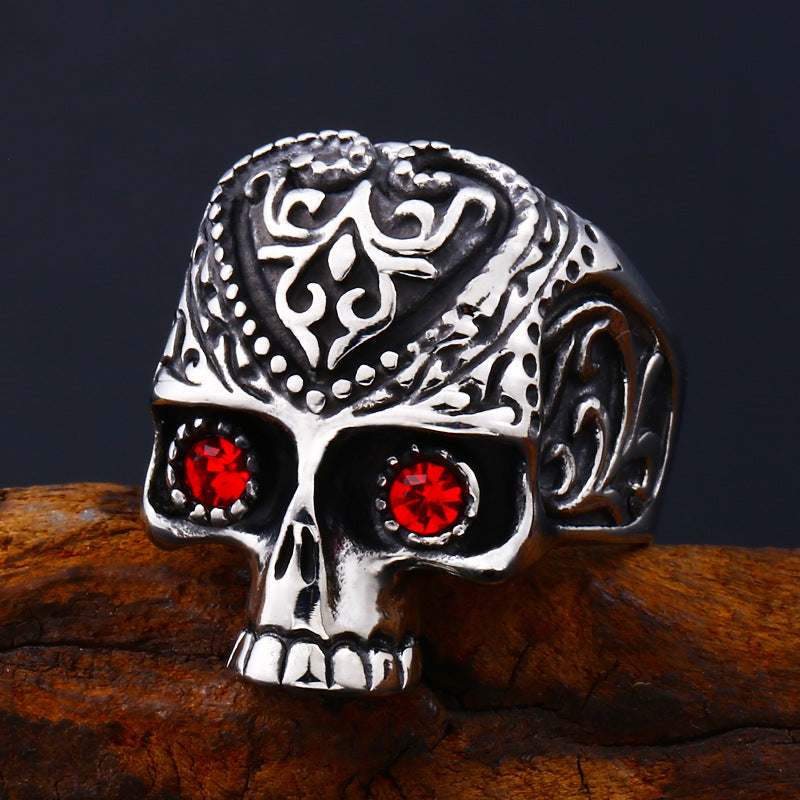 Wholesale Bold Retro Punk Skull Titanium Steel Men's Rings for Trendsetters