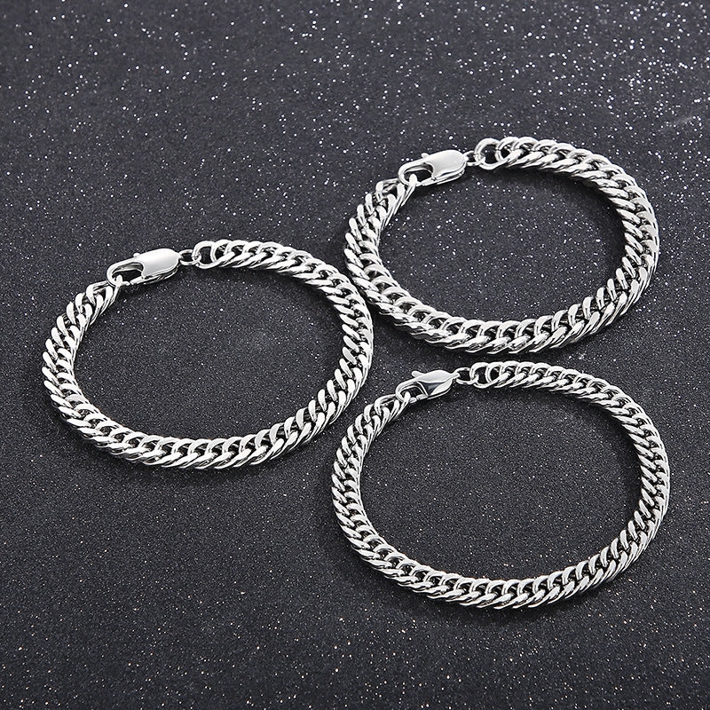 Customizable Handmade Jewelry: Japanese and Korean Inspired Titanium Steel Cuban Chain Bracelets for Men and Women