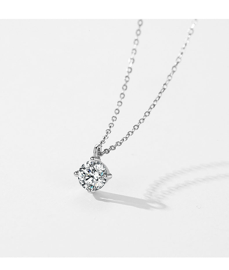 Luxurious Sterling Silver Necklace with Single Zircon