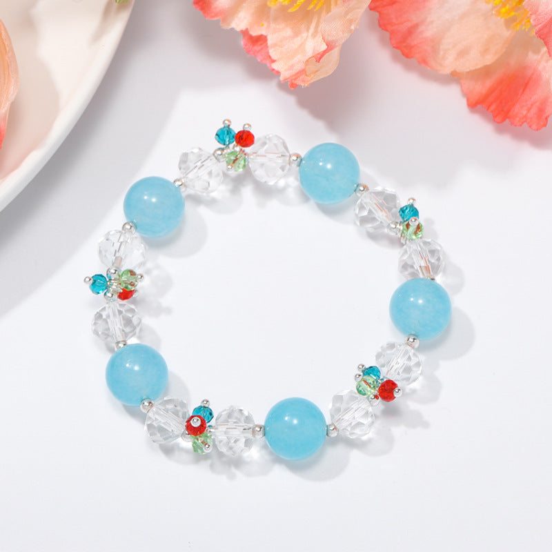 Fresh Sterling Silver Chalcedony Crystal Bracelet