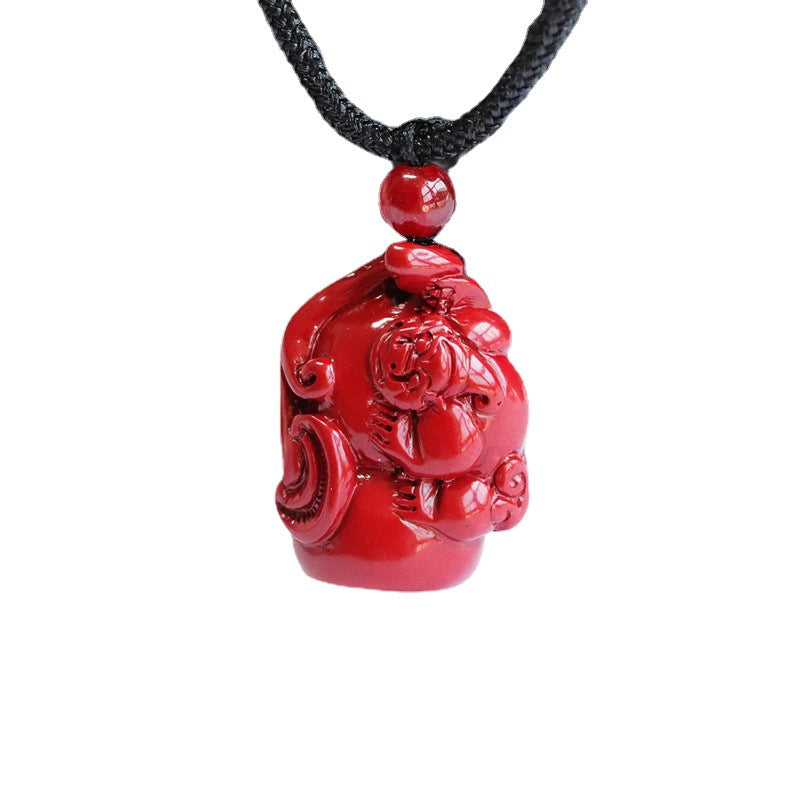 Vermilion Sand Pendant with Purple Gold Sand Pixiu Gourd: Fortune's Favor Collection