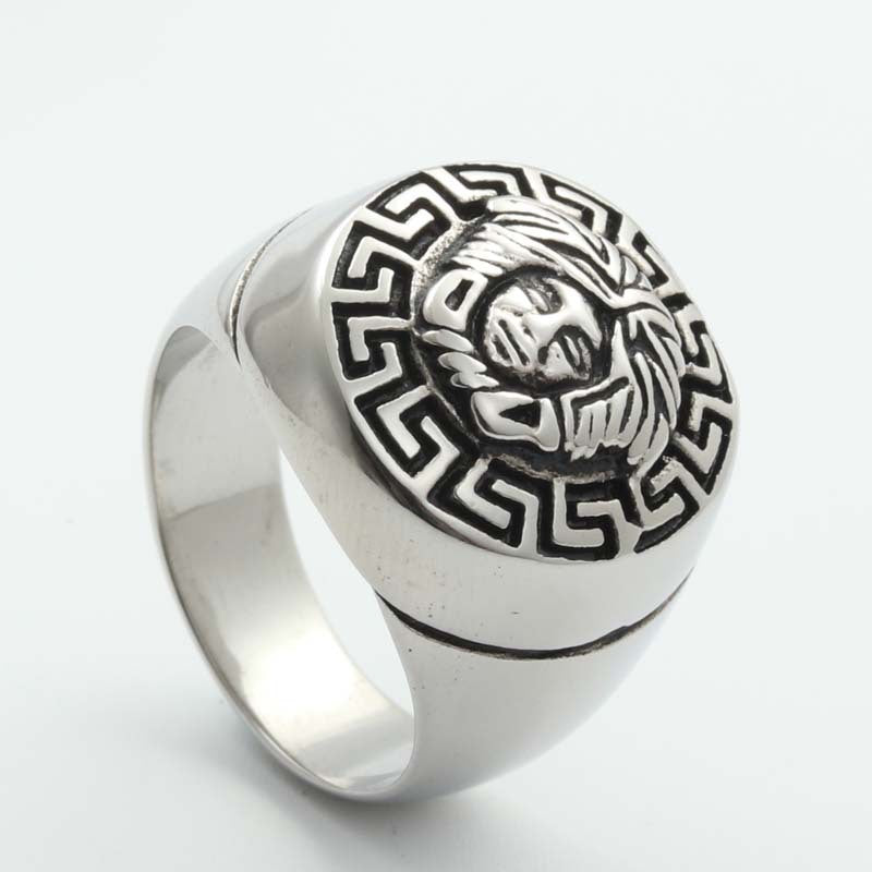 Titanium Steel Great Wall Pattern Ring for Men - Retro Trendy Stainless Steel Accessory