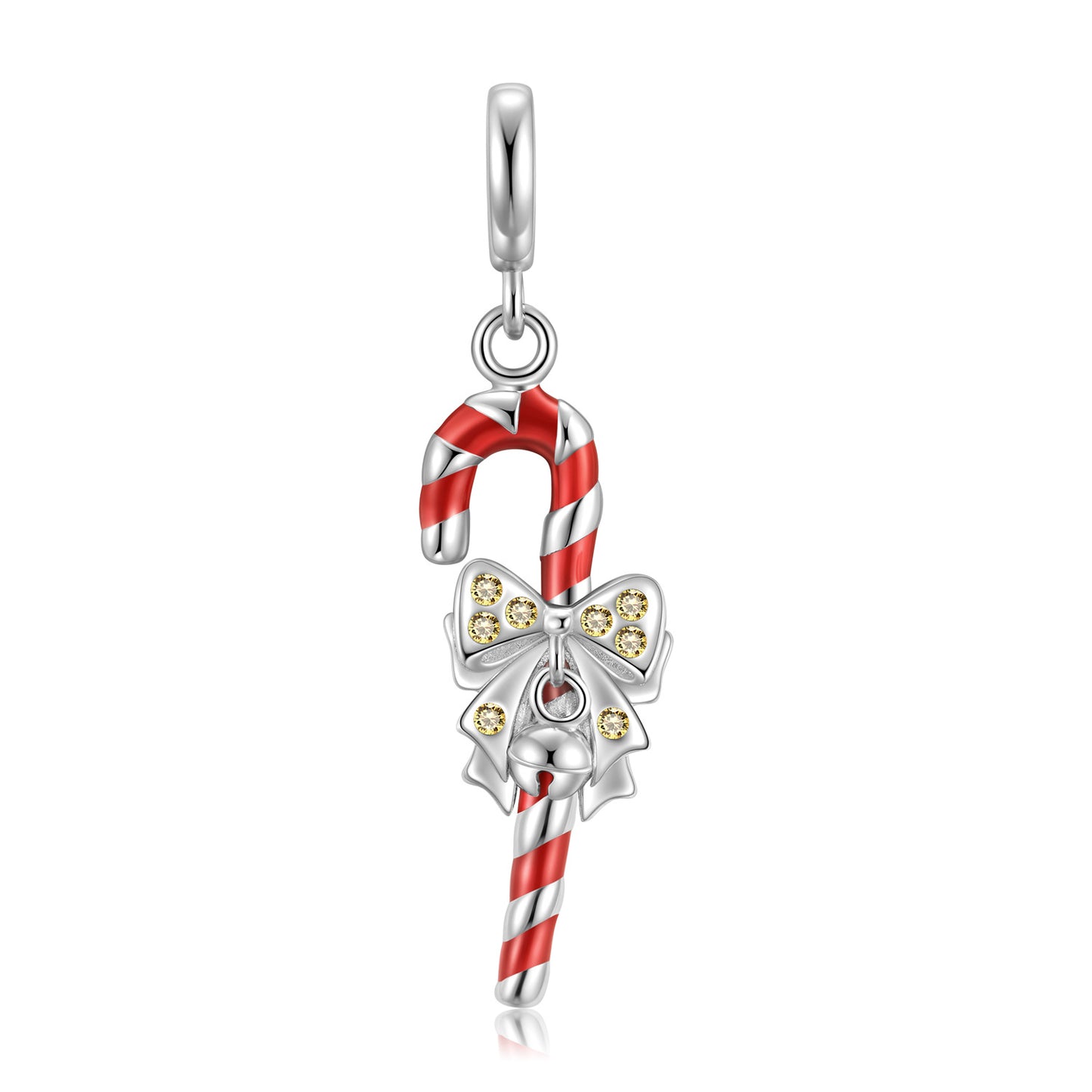 Christmas Crutch Pendant Silver Necklace