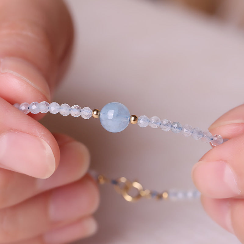 Aquamarine Bracelet for Girls with Confident Style - 14k Gold and Sterling Silver