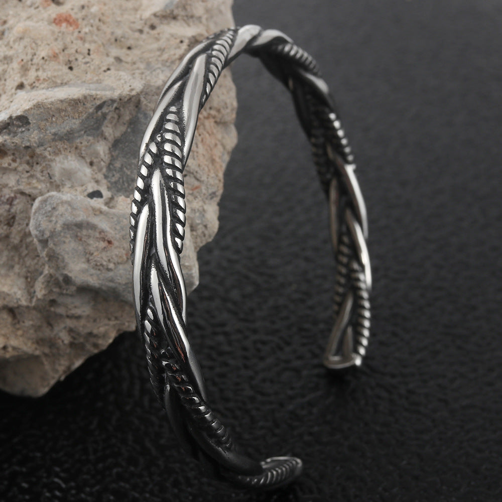 Titanium Steel Woven Bracelet for Men - Modern Twist Design & Durable Elegance