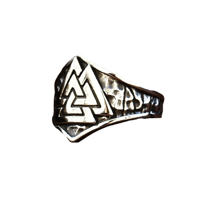 Titanium Steel Viking Stack Triangle Ring - Men's Retro Fashion Band