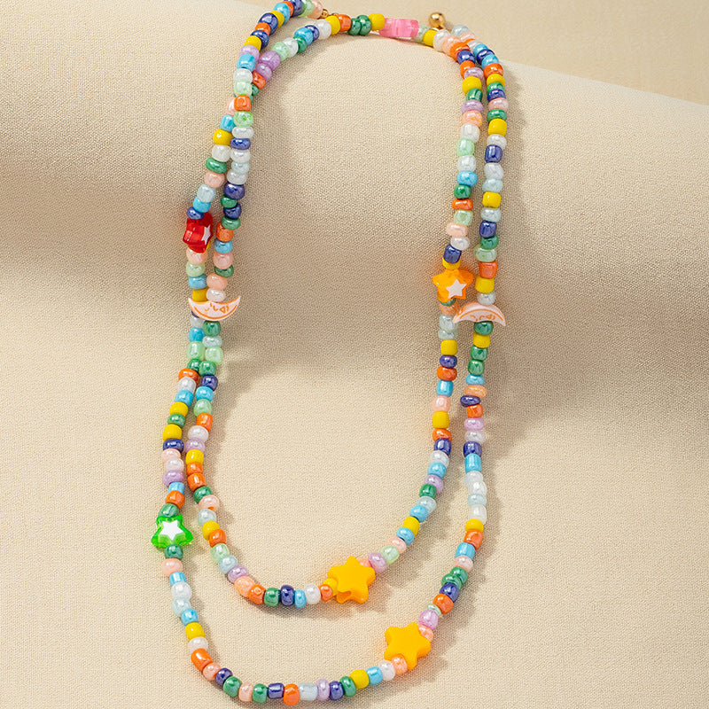 Wholesale Star Moon Beads Necklace with Cross-Border Charm - Vienna Verve Collection