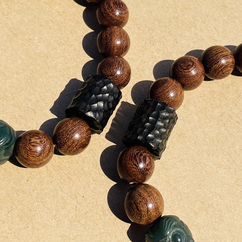 Immortal's String Sterling Silver Bracelet with Sandalwood and Jade