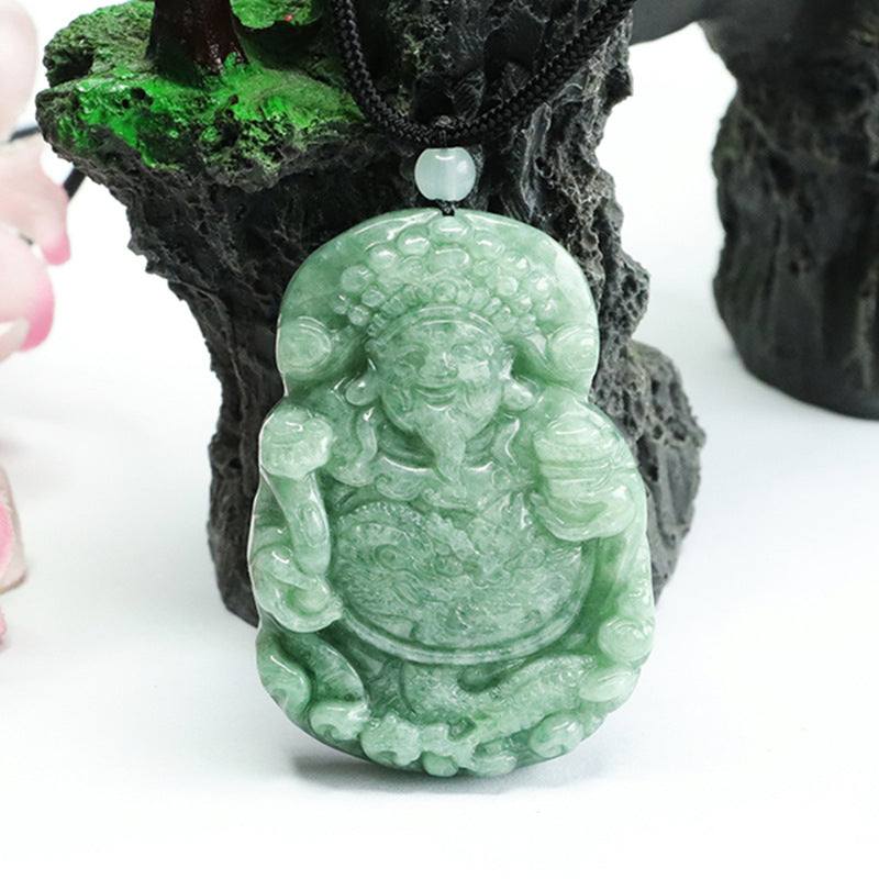 Jade Pendant of Wealth in Full Green Myanmar A-grade Jade