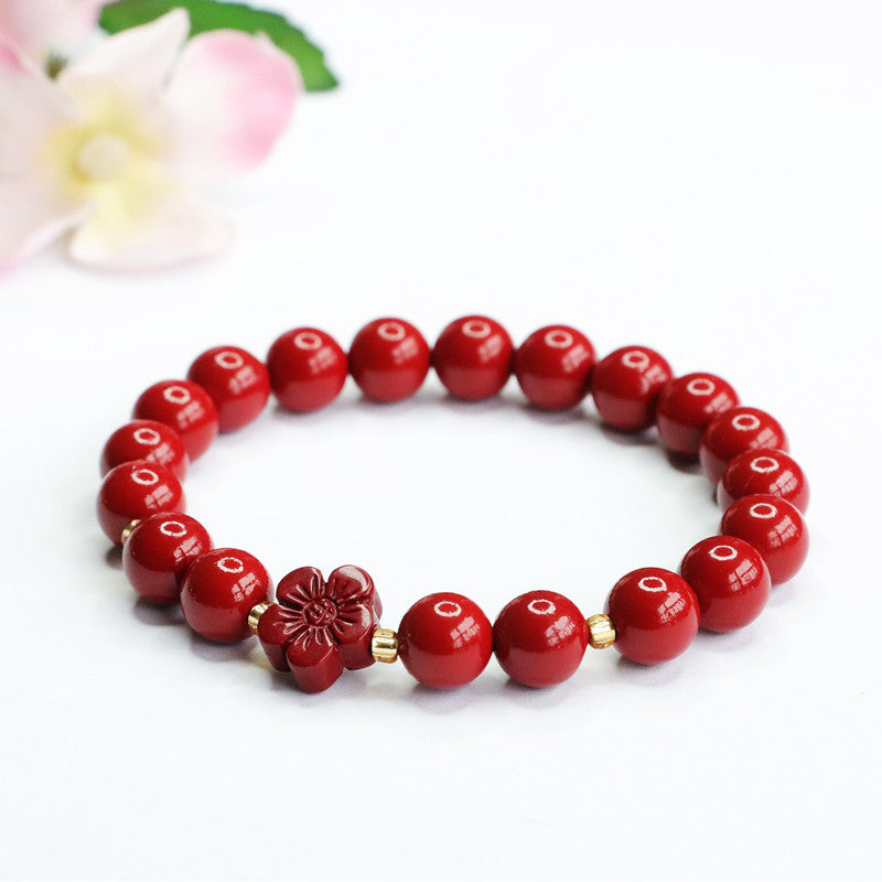 Cinnabar Stone Sterling Silver Bracelet