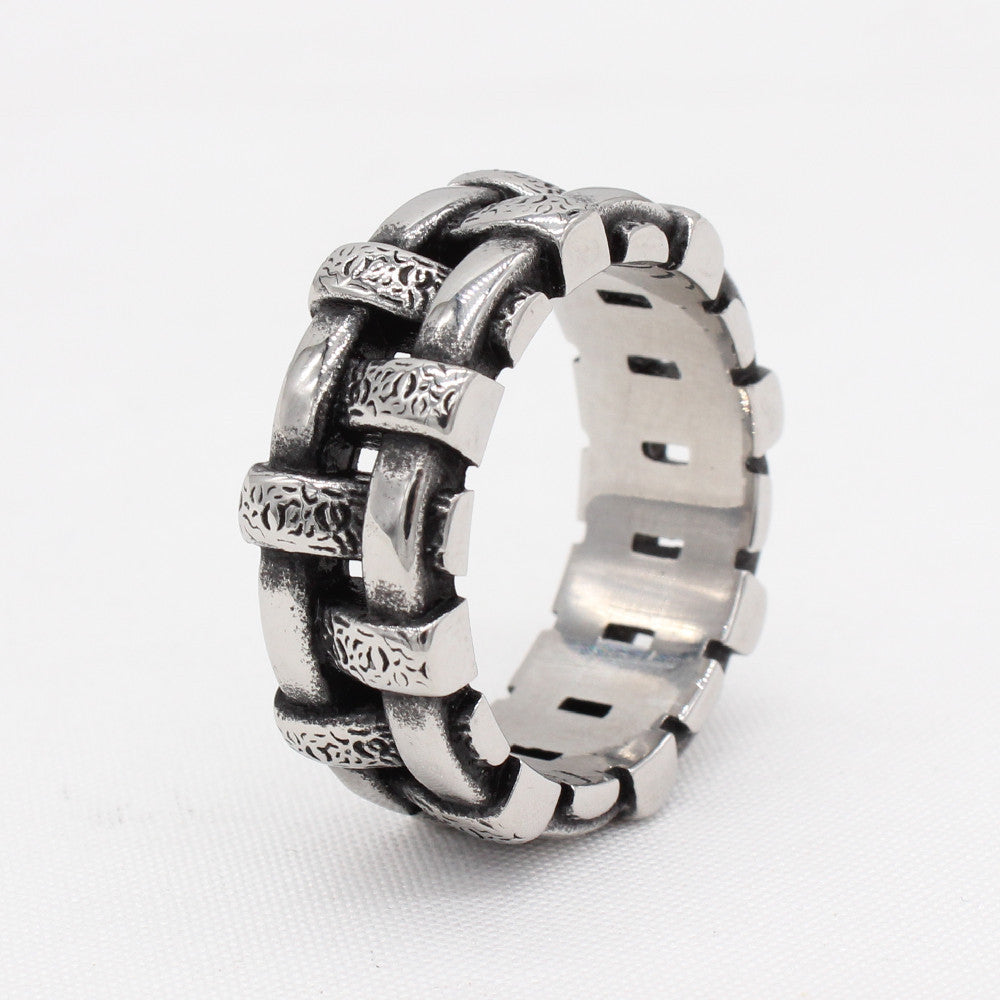 Personalized Retro Titanium Steel Ring for Men - European and American Style