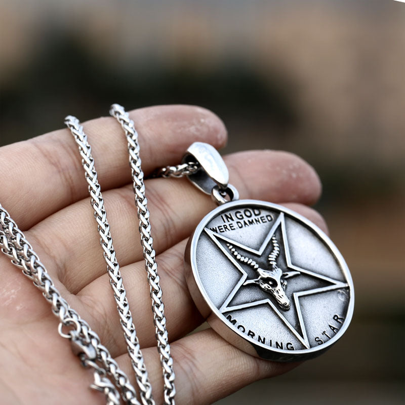 Vintage Melon Seed Buckle Titanium Steel Pentagram Pendant for Men - Statement Jewelry