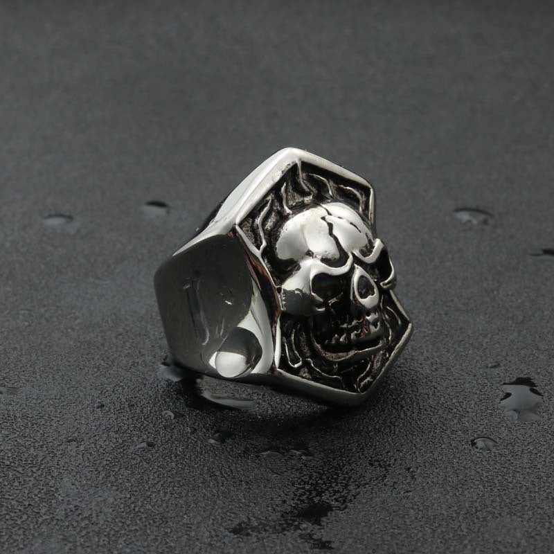 Titanium Steel Skull Ring for Men - Retro Hipster Punk Jewelry, Direct from Manufacturer