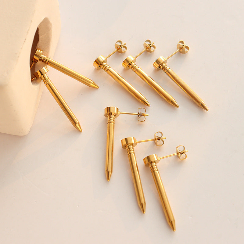 Exotic Gold-Plated Nail Earrings for the Bold and Stylish Lady