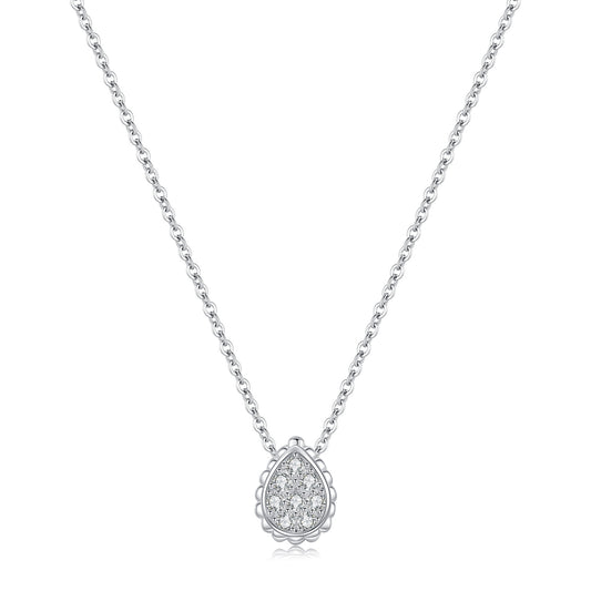 Sterling Silver Droplet Zircon Necklace - Versatile Collar Chain