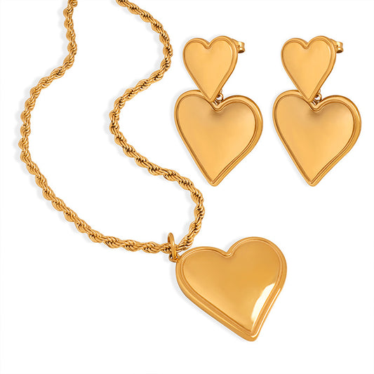 Niche Love Pendant & Collarbone Chain Necklace Earrings Set