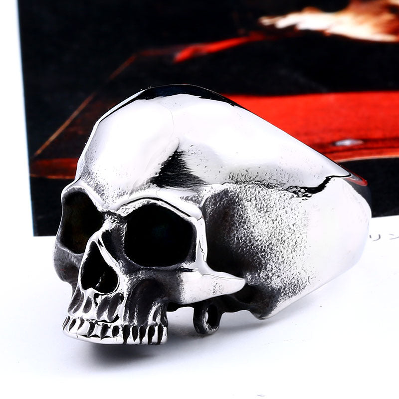 Bold Titanium Steel Skull Ring for Men - Retro Domineering Head Jewelry, Sizes 7-13