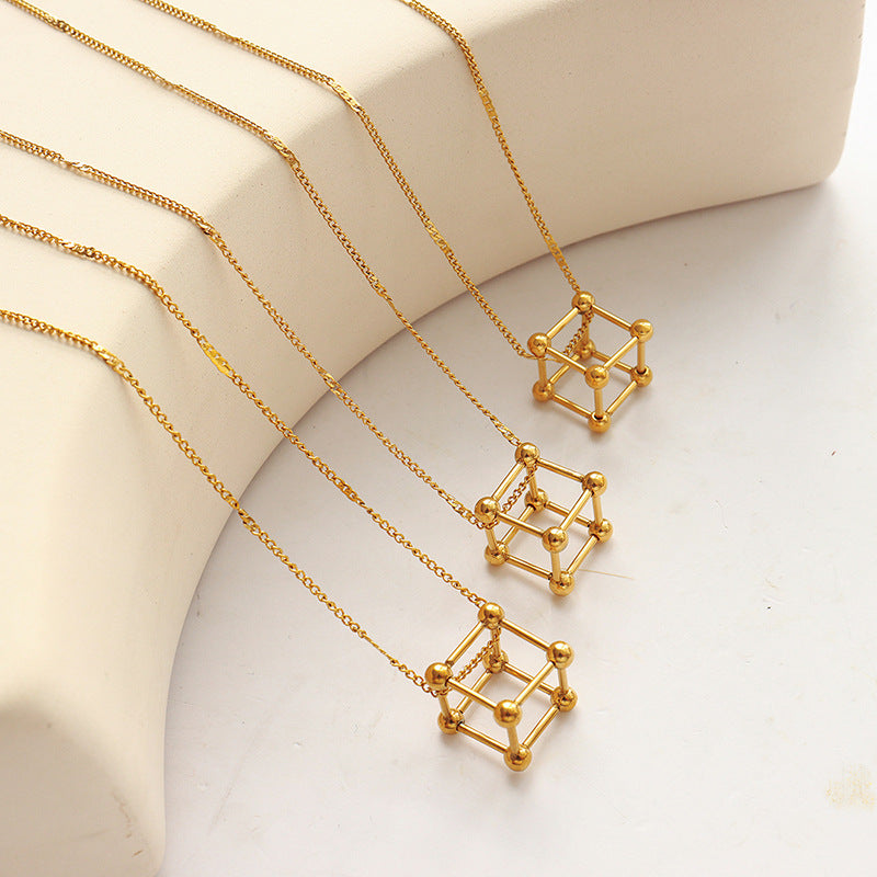 Titanium Steel Cube Necklace - Stylish Personalized Jewelry Piece
