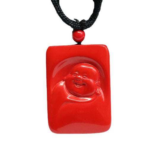 Cinnabar Laughing Buddha Pendant Jewelry