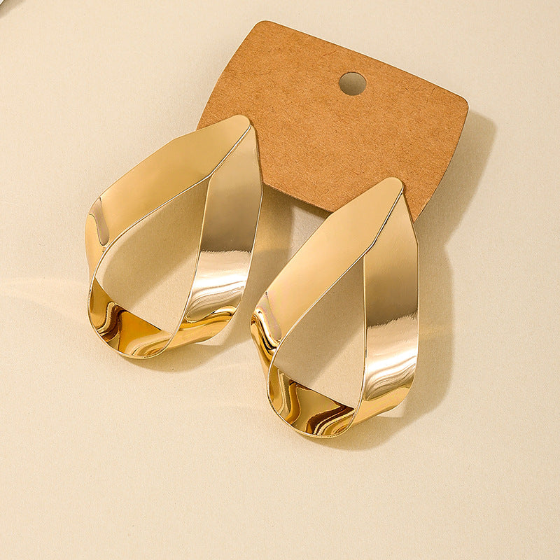 Vintage Metal Earrings Set - Elegant Geometric Rings for Women's Fashion