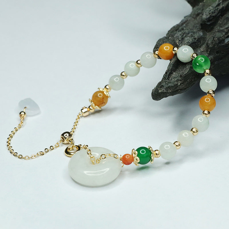 Fortune's Favor Natural Jade Sterling Silver Bracelet with Safe Buckle