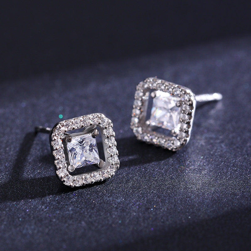 Luxurious S925 Silver Hollow Zircon Earrings for Women, Popular Cross Border Jewelry