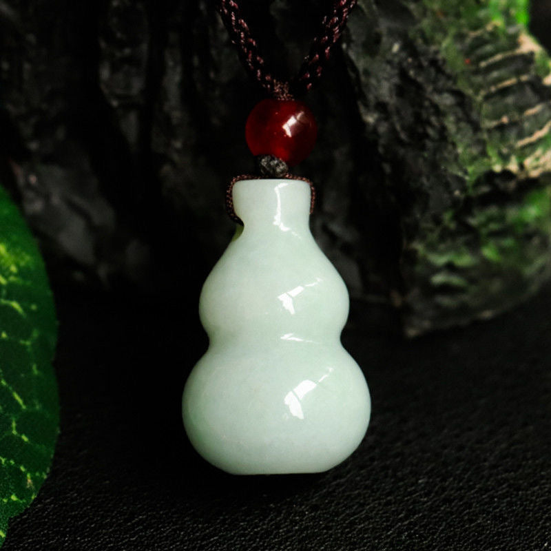 Fortune's Favor Sterling Silver Jade Gourd Pendant