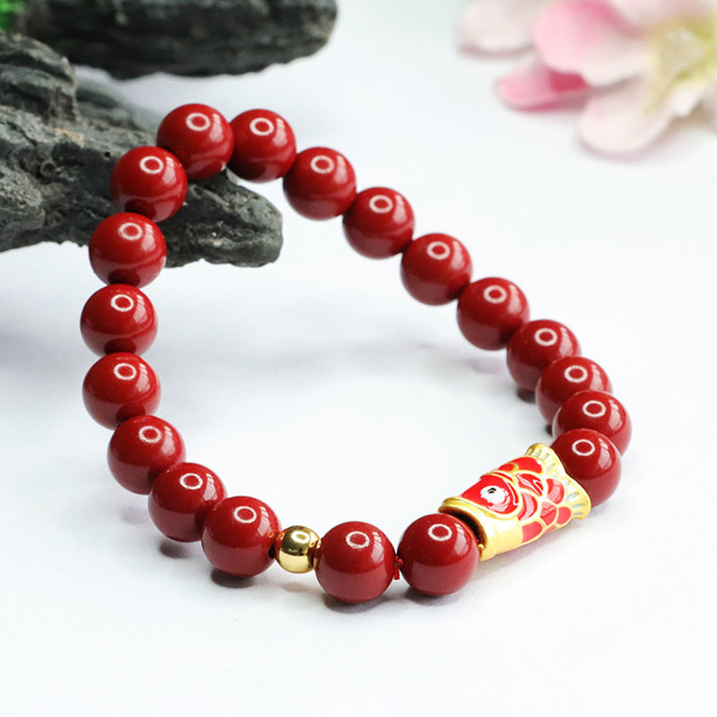 Fortune's Favor Cinnabar Koi Fish Bracelet - Sterling Silver Female Bracelet