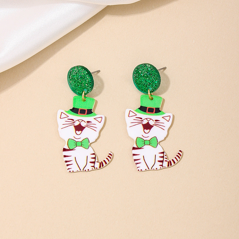 Little White Cat Heart Earrings - Vienna Verve Collection