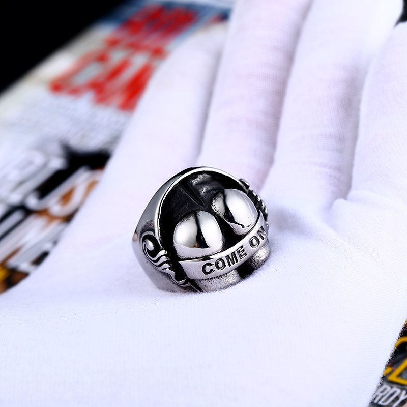 Customized Retro Stainless Steel Ring for Men - European and American Punk Hip-Hop Titanium Steel Jewelry