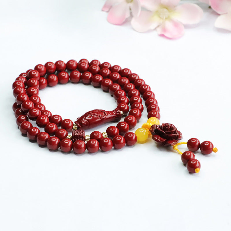 Fortune's Favor Sterling Silver Cinnabar Stone Bracelet