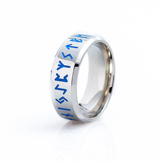 Nordic Viking Men's Titanium Steel Rune Ring - Handcrafted Nordic Style Jewelry for Men