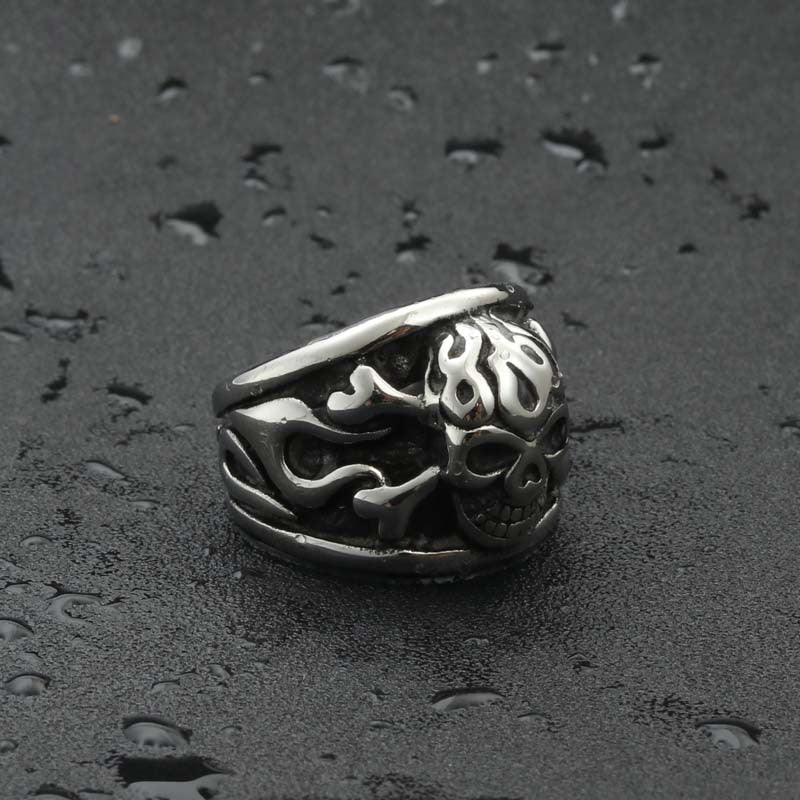 Titanium Steel Punk Pirate Skull Ring for Men - Retro Hipster Style Direct from Manufacturer