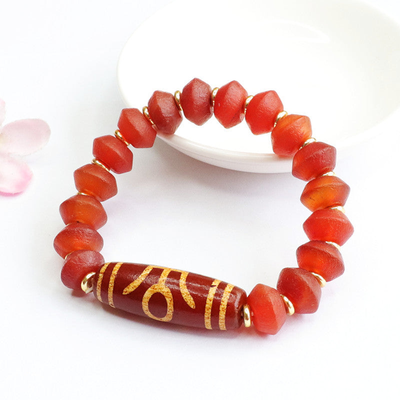 Red Agate and Sterling Silver Heavenly Bead Bracelet