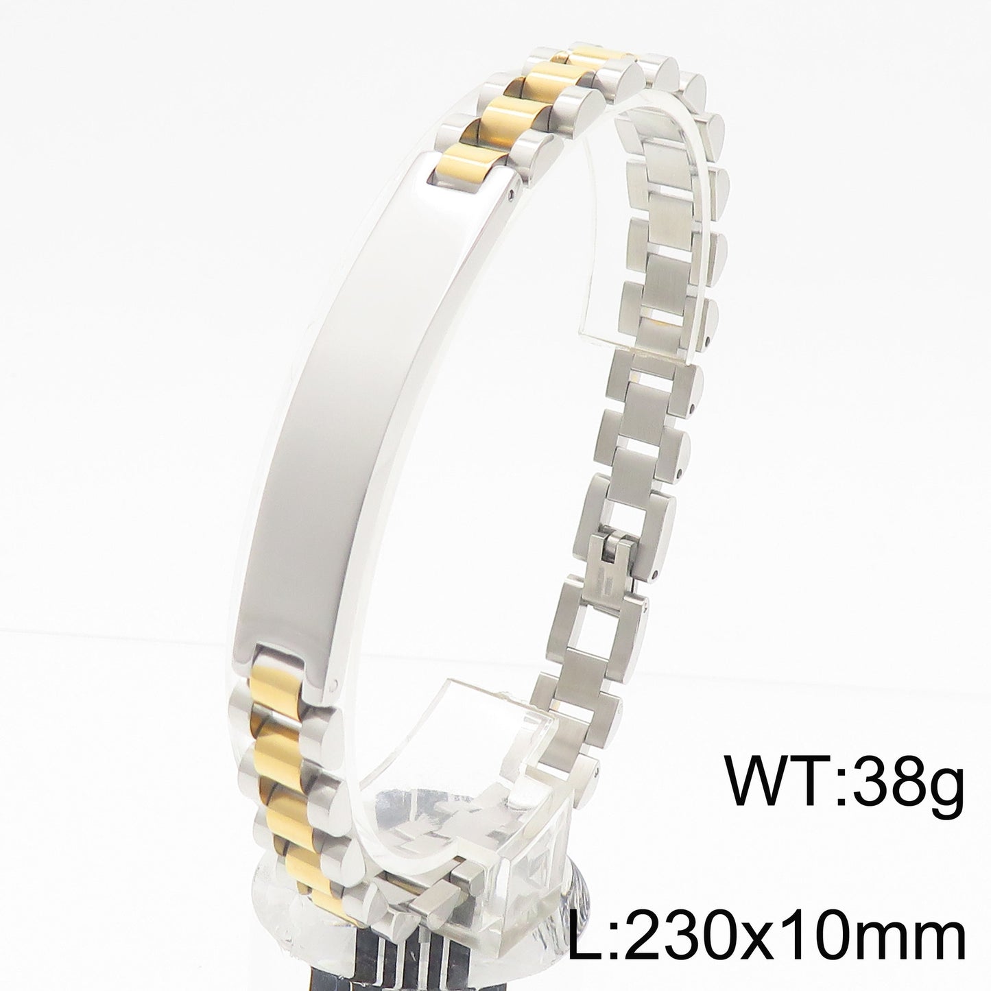 Stylish Customizable Curved Titanium Steel Bracelet for Men with Adjustable Chain