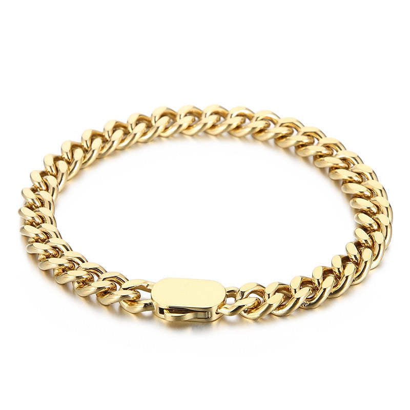 Trendy Titanium Steel Cuban Chain Bracelet for Men - Hip Hop Inspired Fashion Accessory