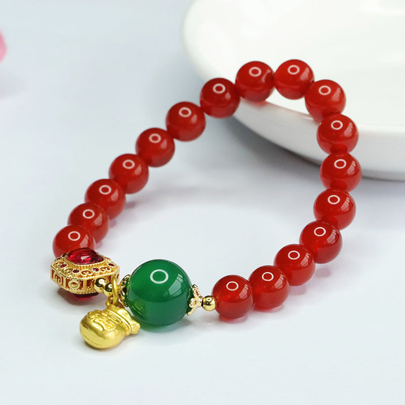 Chinese Blessing Agate and Chalcedony Bracelet from Planderful Collection