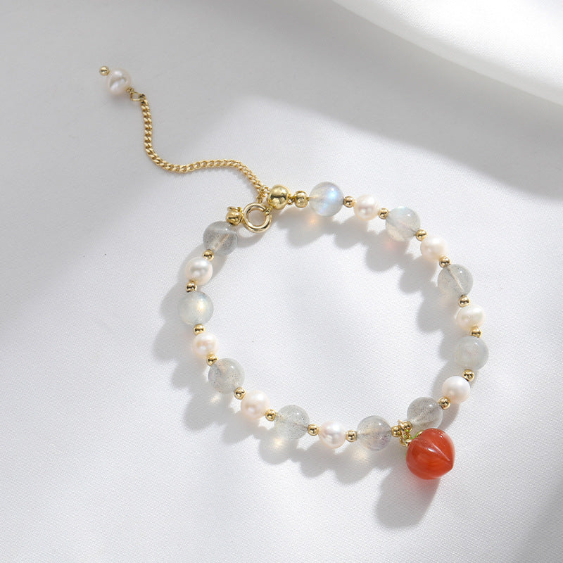 Moonlight Stone Pearl Peach Bracelet