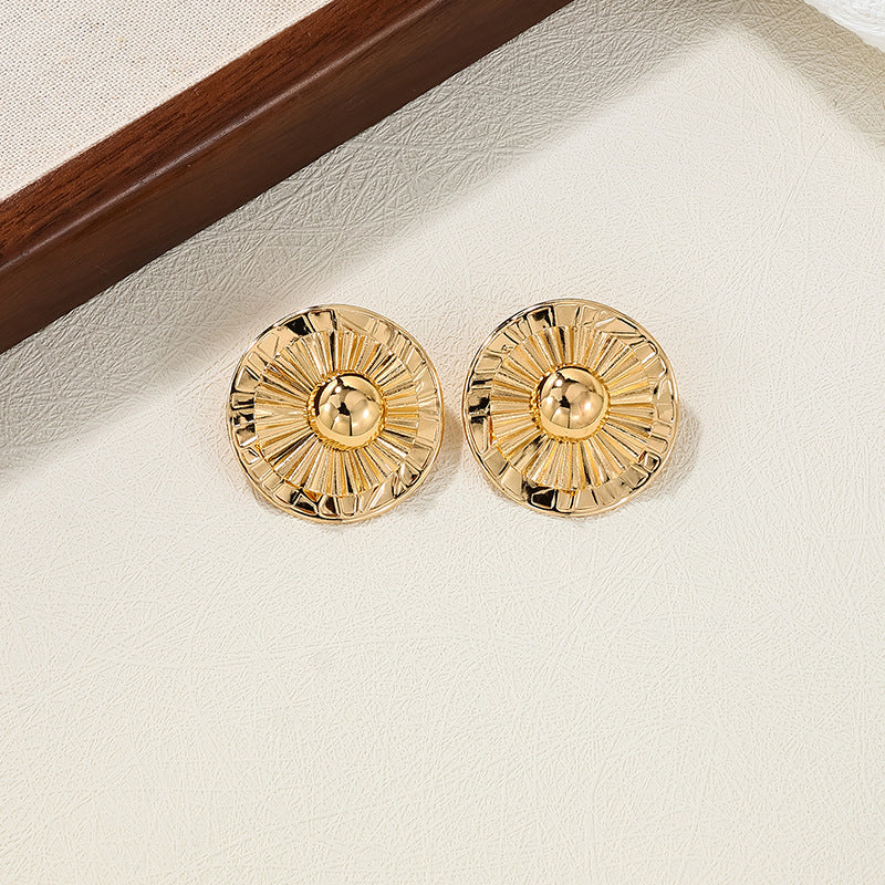 Elegant Vienna Verve Metal Pleated Button Earrings