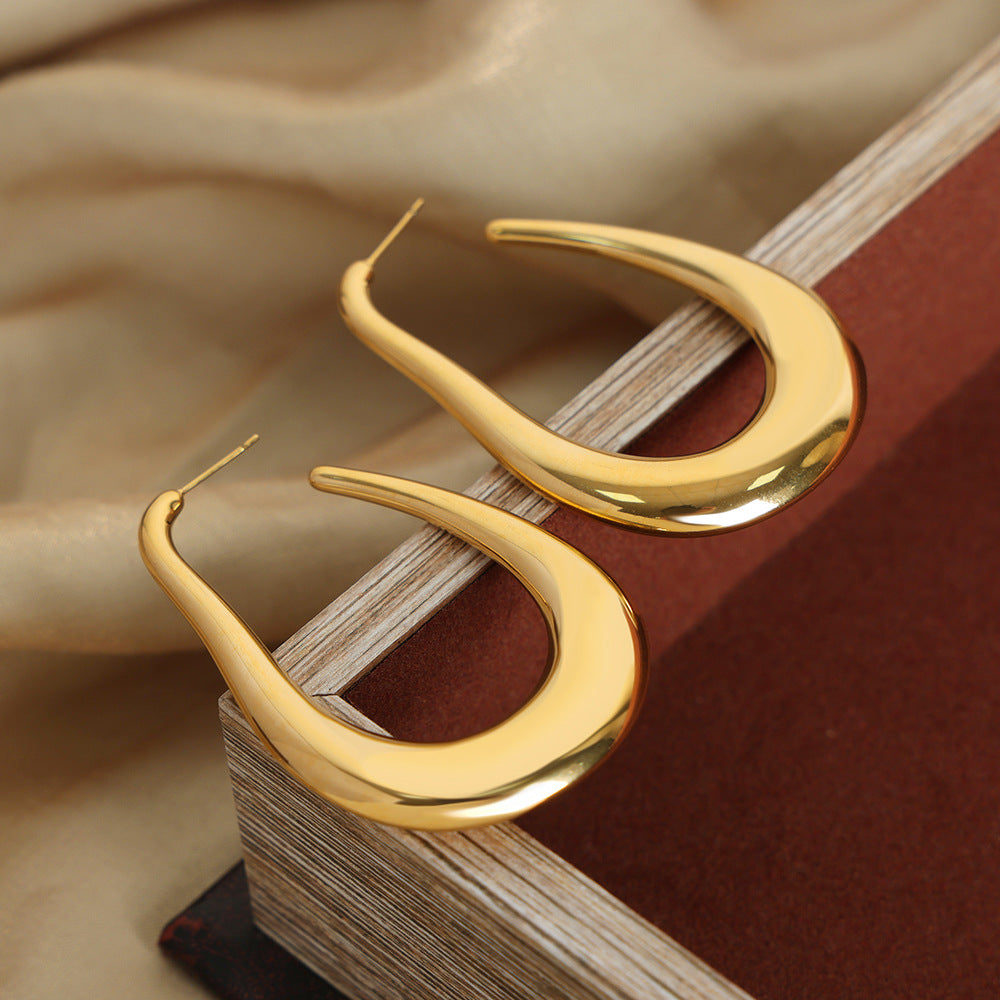 Exaggerated Geometric Gold-Plated Earrings with Personalized Design