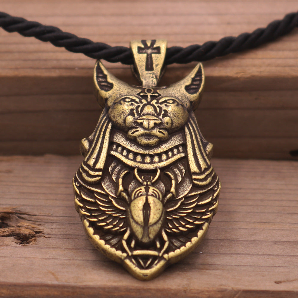 Egyptian Anubis Gold Pendant Necklace - Norse Legacy Collection