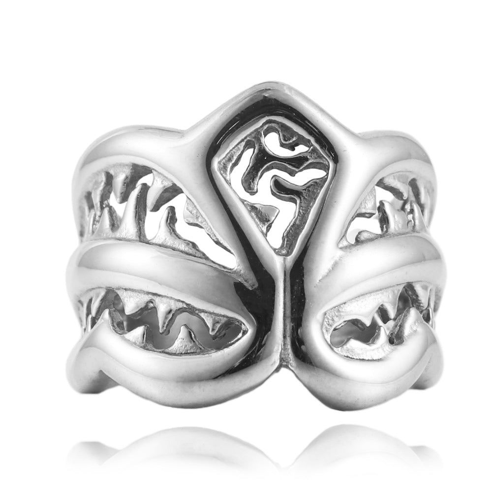 Versatile Titanium Steel Lion Dance Ring for Men and Women - Fashionable Animal Design