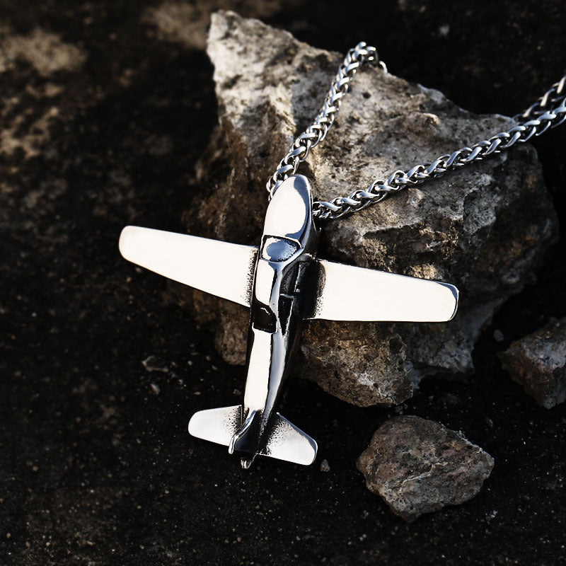 Wholesale Retro Aircraft-Shaped Pendant in Titanium Steel for Men