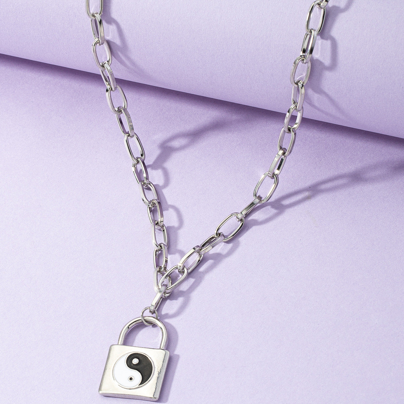 Exaggerated Lock Necklace with Cross-Border Charm