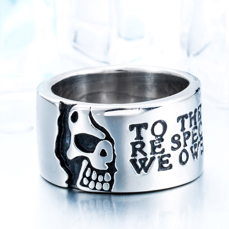 Vintage Gothic Punk Stainless Steel Skull Ring for Men - Wholesale Titanium Jewelry