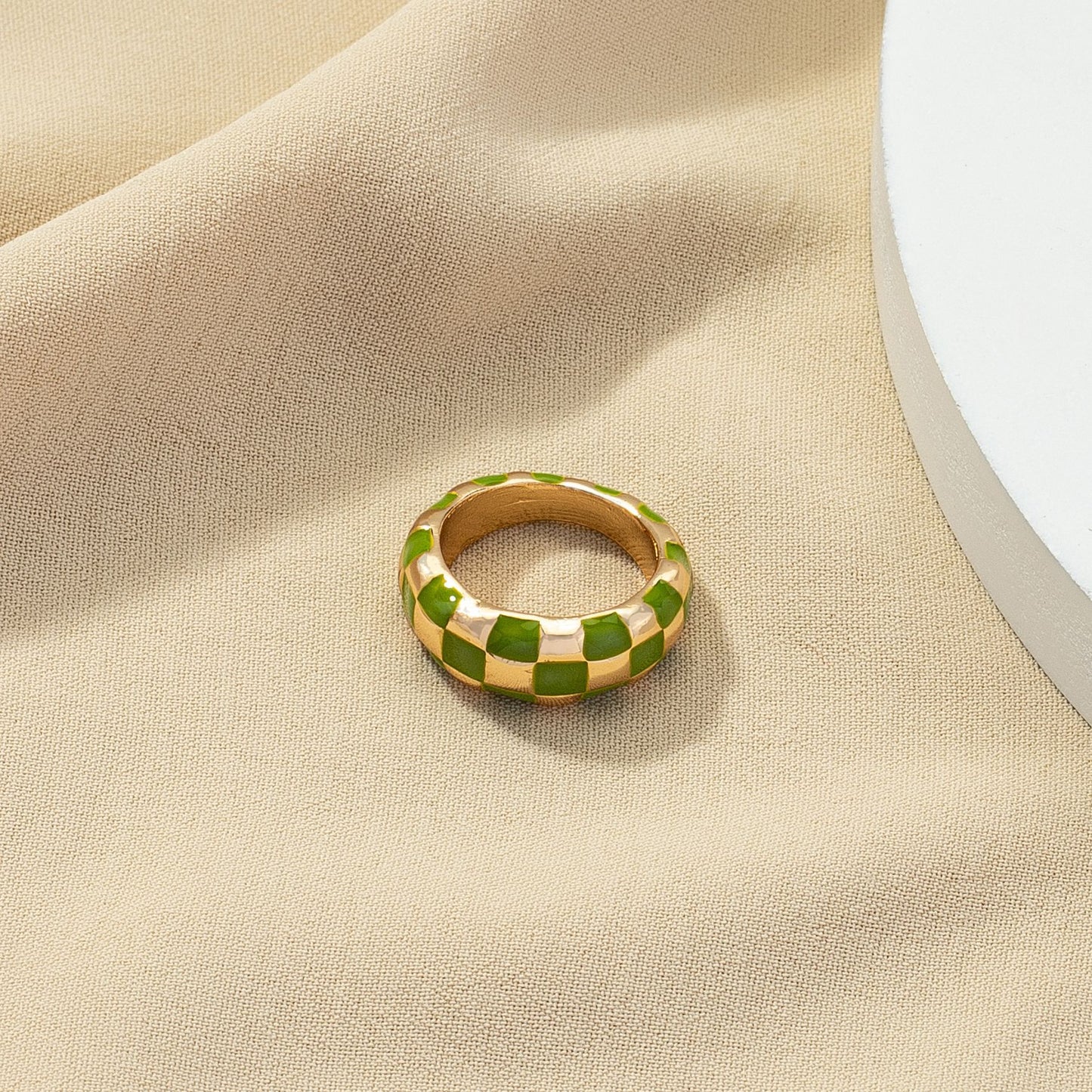 Contrast Checkerboard Ring Set - Vienna Verve Collection