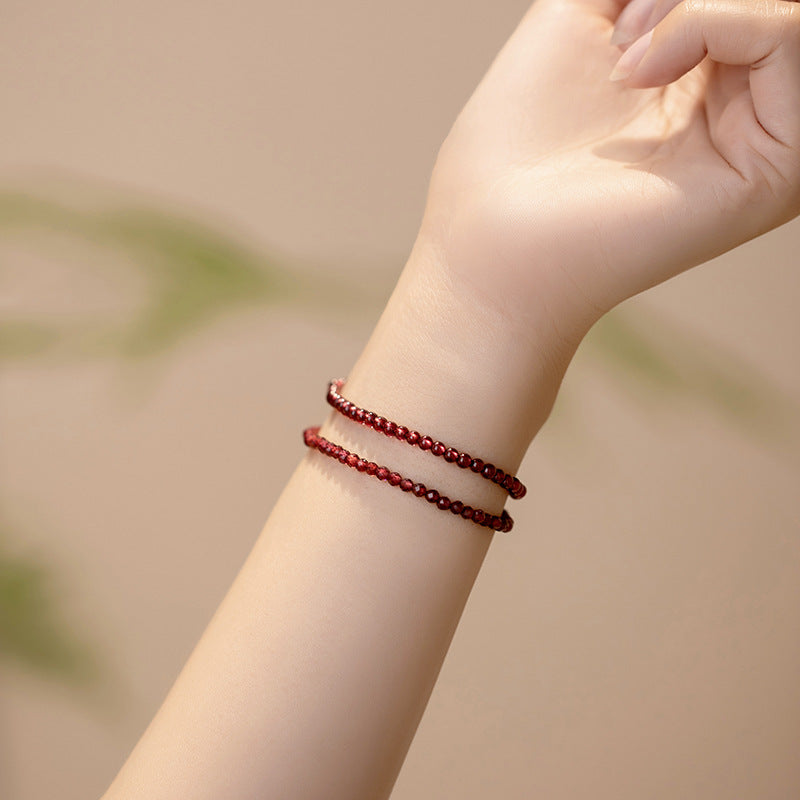 Burgundy Garnet Crystal Bracelet in 14K Gold Plated Sterling Silver