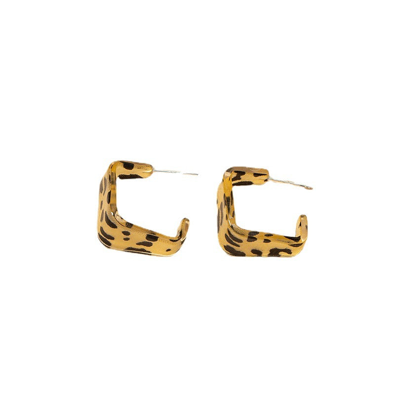 Leopard Resin Earrings with Vintage 925 Silver Needle - Elegant Vienna Verve Collection Piece