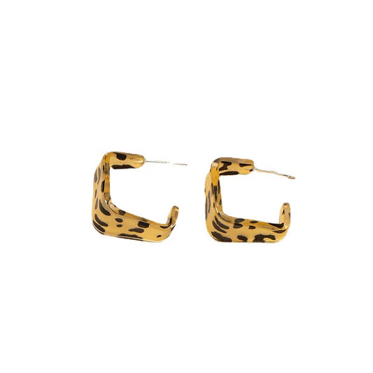 Leopard Resin Earrings with Vintage 925 Silver Needle - Elegant Vienna Verve Collection Piece